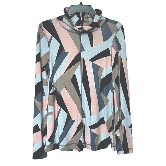 COS Top Womens Small Mock Neck Long Sleeve Pullover Colorblock - Picture 1 of 8